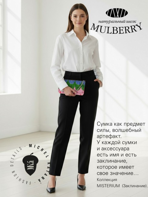 Шелковый (Бахмаль) Клатч-конверт-папка-косметичка FLORES VITA! "Цветы жизни!" THINY_FLORES VITA!